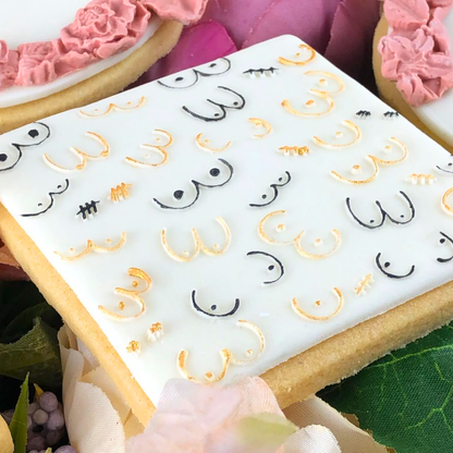 Decorative cookie with Arabic calligraphy on a white background